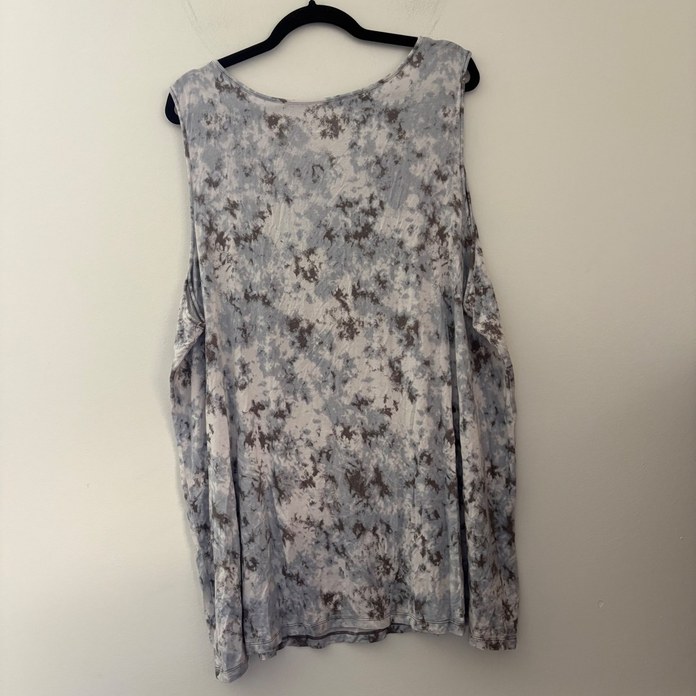 LOGO Layers Lori‎ Goldstein Tie Dye Tank Top Blue Grey Brown 1X Scoop Neck